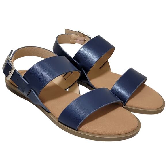 Journee Collection Women Lavine Slingback Sandals Size US 8M Navy Blue - Picture 1 of 5